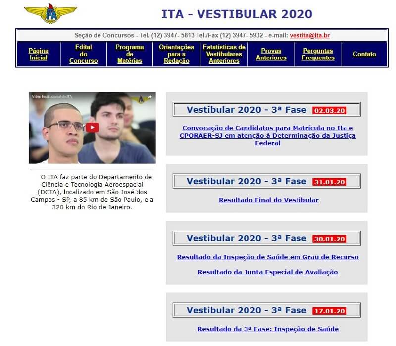 Inscrição Vestibular ITA 2024